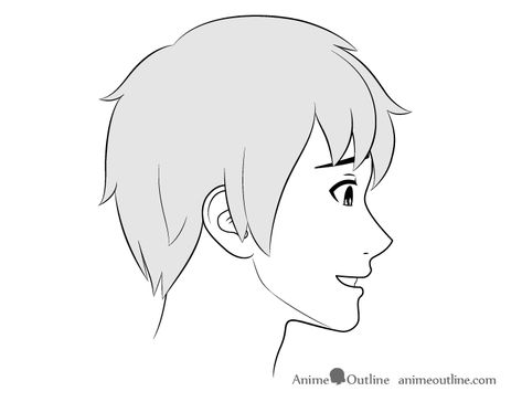 How to Draw Anime Male Facial Expressions Side View - AnimeOutline Side View Eyes Drawing Anime, Face Side View Drawing, Face Profile Drawing, Anime Side View, Side Face Drawing, Side View Of Face, Boy Hair Drawing, Face Sketches, Male Face Drawing