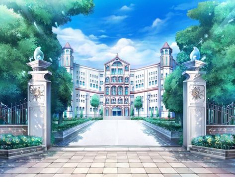 Wealthy House, Rich Wealthy, House Mansion, Anime Places, Anime High School, School Entrance, Scenery Background, Anime Version, Anime Backgrounds Wallpapers