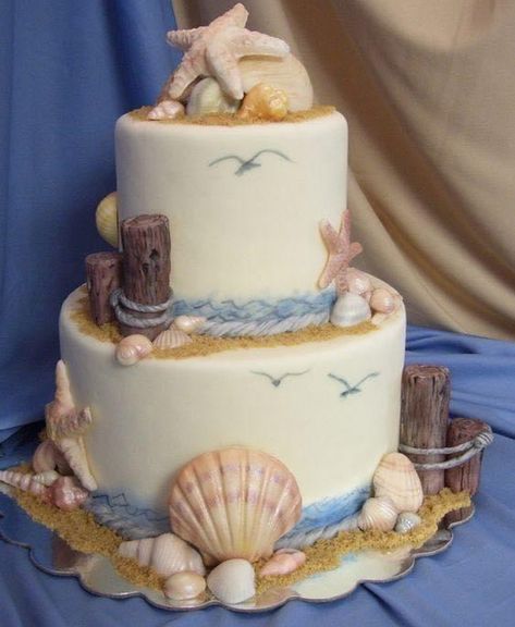 Sand Castle Wedding Cake, Beach Theme Cakes, Castle Wedding Cake, Beach Themed Cakes, Garden Cake, Beach Cakes, Beach Garden, Cake Inspo, Castle Wedding