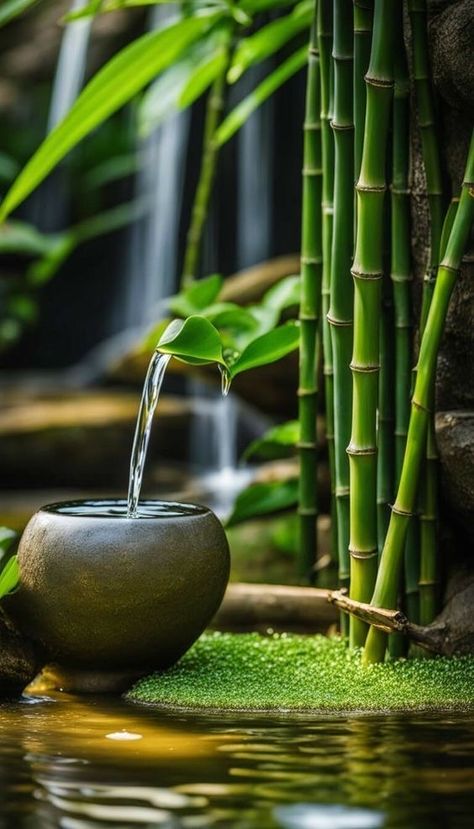 Bamboo Photography, Bamboo Aesthetic, Zen Background, Bamboo Water Fountain, Beautiful Wallpaper Images, Zen Wallpaper, Green Nature Wallpaper, Image Zen, Cars Color