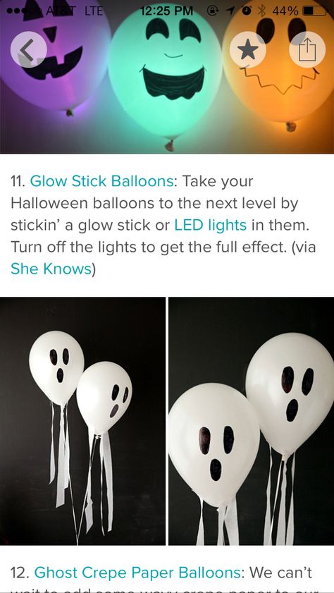 Glow Stick Balloons, Ghost Balloons, Diy Ghost, Paper Balloon, Ghost Diy, Halloween Balloons, Glow Sticks, Crepe Paper, Halloween Treats