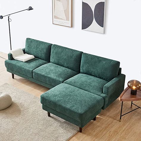 Amazon.com: Green Sectional Sofa with Convertible Ottoman,JULYFOX L-Shaped 3-seat Corner Couch with Reversible Chaise Lounger Polyester Fabric for Living Room Office Club Small Spaces : Home & Kitchen Corner Sofa With Ottoman, Modern Fabric Sofa, Couch With Ottoman, Corner Couch, Sofas For Small Spaces, Fabric Sectional Sofas, Soft Sofa, Couch Set, Sofa Chaise