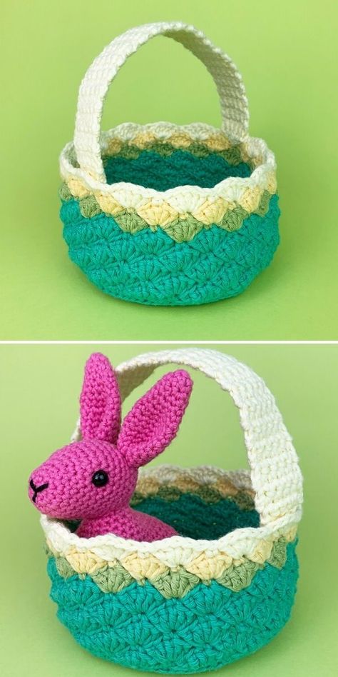 Crocheted Easter Baskets Free Patterns, Crochet Easter Baskets, Crocheted Baskets Free Patterns Easy, Easter Basket Crochet Patterns Free, Easy Crochet Easter Basket Free Pattern, Crocheted Easter Baskets, Free Easter Crochet Patterns, Free Crochet Easter Basket Patterns, Easter Crochet Basket