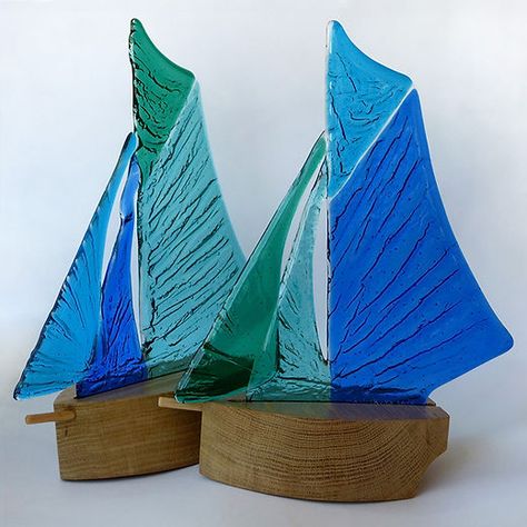 Fused Glass Gifts | Phoenix Stained Glass Fused Glass Boats, Coastal Inspired Art, Glass Crafts Diy, Glass Boat, Glass Fusion Ideas, St Agnes, Glass Fusing Projects, Boat Art, Glass Fusion