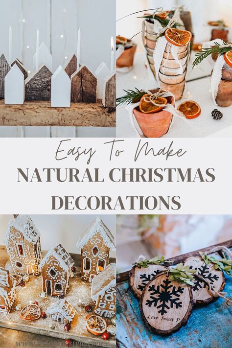 Christmas Decor Ideas From Nature, Natural Winter Decor Diy, Hygge Decor Christmas, Homemade Decorations For Christmas, Organic Christmas Decorations, Scandinavian Christmas Decor Ideas Diy, Natural Xmas Decor, Old Fashioned Christmas Crafts, Diy Christmas Decorations Natural