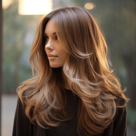 87 Layered Haircuts and Hairstyles for Long Hair Layered Hair With Bangs, Gorgeous Hair Color, Long Layered Haircuts, Hair Color And Cut, Long Layered Hair, Haircuts For Long Hair, Bob Haircut, Hair Color Trends, Long Hair Cuts