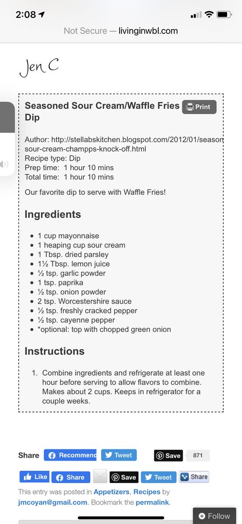 Seasoned Sour Cream For Waffle Fries, Fries Seasoning, Seasoned Sour Cream, Waffle Fries, Favorite Dips, Snack Ideas, Types Of Food, Mayonnaise, Spreads