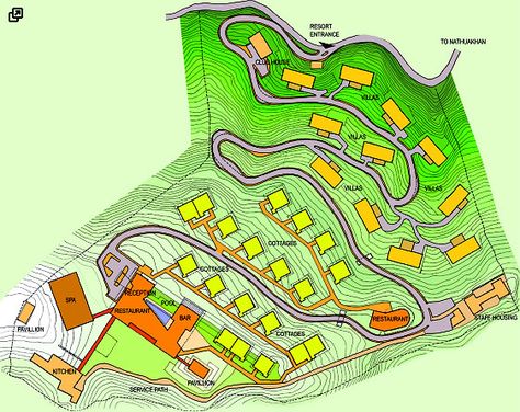 Mantra Eco Resort Site Plan Hill Resort Design Plan, Resort Master Plan Architecture, Contour Resort Architecture, Resort Site Plan Architecture, Resort Layout Plan, Resort Site Plan, Eco Resort Architecture, Resort Master Plan, Mountain Resort Architecture