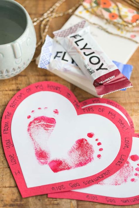 Footprint Valentines, Valentines Day Crafts For Toddlers, Valentines Toddler, Toddler Valentine Crafts, Valentines Day Crafts, Crafts Valentines, Diy Valentines Day Gifts For Him, Footprint Craft, Crafts For Toddlers