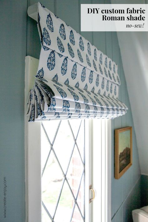 DIY custom patterned fabric Roman shade tutorial!!! / Create / Enjoy Relaxed Roman Shade Diy, Valance Diy, Window Valance Diy, Window Coverings Diy, Shade Tutorial, Diy Window Shades, Patterned Roman Shades, Roman Shade Tutorial, Blackout Roman Shades