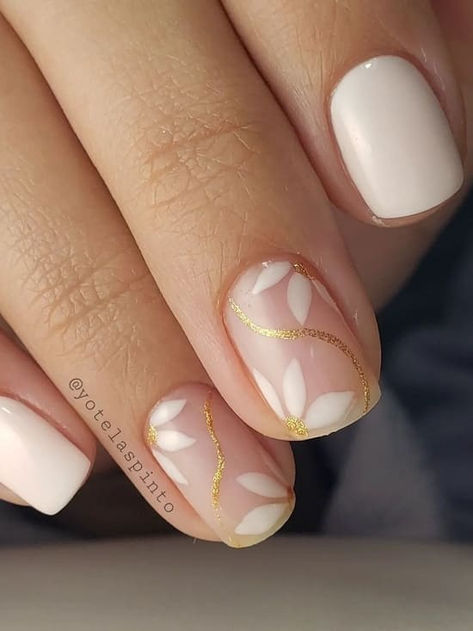 Simple Gel Nails, Bride Nails, Nail Art Ideas, Fabulous Nails, Floral Nails, Fancy Nails, Chic Nails, Short Acrylic Nails, Nails Designs