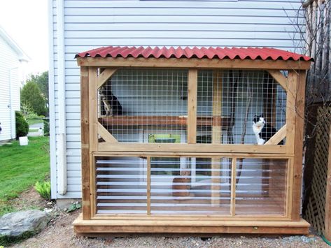 30 Best DIY Outdoor Cat House Plans Cat Cage Diy, Cat Diys, Outside Cat Enclosure, Catio Plans, Diy Cat Enclosure, Cat House Plans, Outdoor Cat Shelter, Katt Grejer, Kat Diy