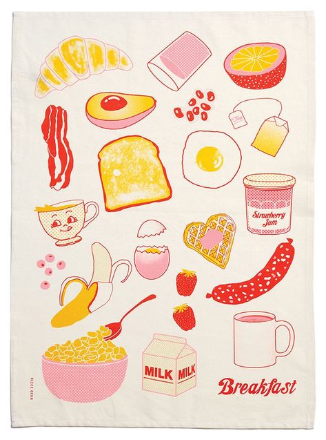 Cutest Breakfast tea towel EVER – Alice Oehr Breakfast Illustration Cute, Dinner Drawing Illustration, Breakfast Drawing Illustration, Alice Oehr, Illustration Breakfast, Breakfast Print, Breakfast Painting, Breakfast Illustration, Breakfast Design