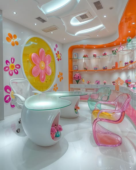 Step into a Time Capsule of Cool with this Floral Frutiger Aero Apartment! [ai]🌟💿📟 #Y2K #Apartment #2000s #RetroFuturistic #90sVibes #Y2KStyle #PollyPocket #MyScene #LizzieMcGuire #frutigeraero Y2k Apartment, Colourful Home Decor, Cool Room Designs, Colourful Home, Tiles Ideas, Frutiger Aero, Future Apartment Decor, Home Decor Idea, Dream House Rooms