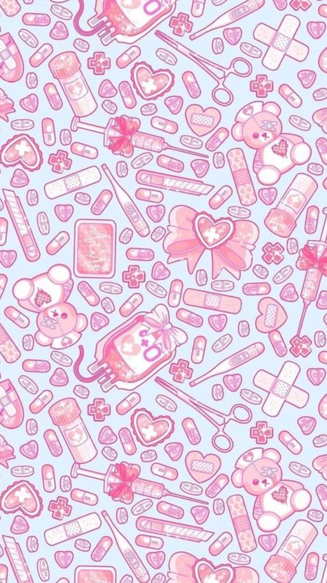 Medicalcore Wallpaper, Yami Kawaii Art Wallpaper, Hospitalcore Wallpaper, Nurse Background Aesthetic, Cute Nursing Wallpaper, Menhera Wallpaper, Medicalcore Aesthetic, Wallpaper Hospital, Cute Gothic Wallpaper