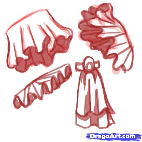 how to draw ruffles step 1 Ruffle Drawing Reference, Ruffle Drawing, Drawing Ruffles, Draw Ruffles, How To Draw Ruffles, Ruffles Drawing, Hairstyles For Characters, Drawing Hairstyles, Art Sketches Doodles