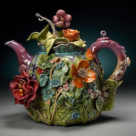 Tea Pots Art, Novelty Teapots, Feminine Decor, Teapots Unique, Teapot Design, Cute Food Art, Teapots And Cups, Pot Designs, Pretty Animals