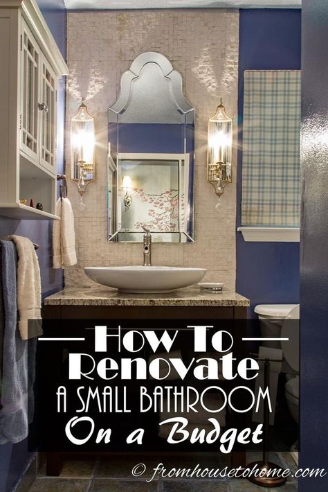 How To Renovate A Small Bathroom On a Budget | Have a small bathroom that needs some updating, but not sure what to do? See the makeover in this bathroom for some great ideas. Diy Bathroom Inspiration, Small Bathroom On A Budget, Diy Beds, Bathroom Remodel Small Budget, Makeover Kamar Mandi, Bathroom On A Budget, Diy Bathroom Design, Diy Bathroom Makeover, Budget Bathroom Remodel