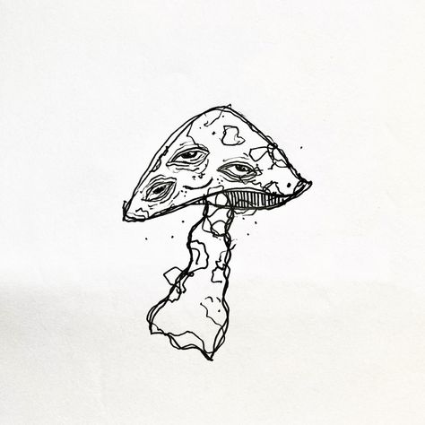 Mushroom Drawing Hippie, Happy Mushroom, Mushroom Tattoo, Book Magic, Painting Black And White, Sticker Tattoo, Mushroom Drawing, Instagram Cool, Pen Art Drawings