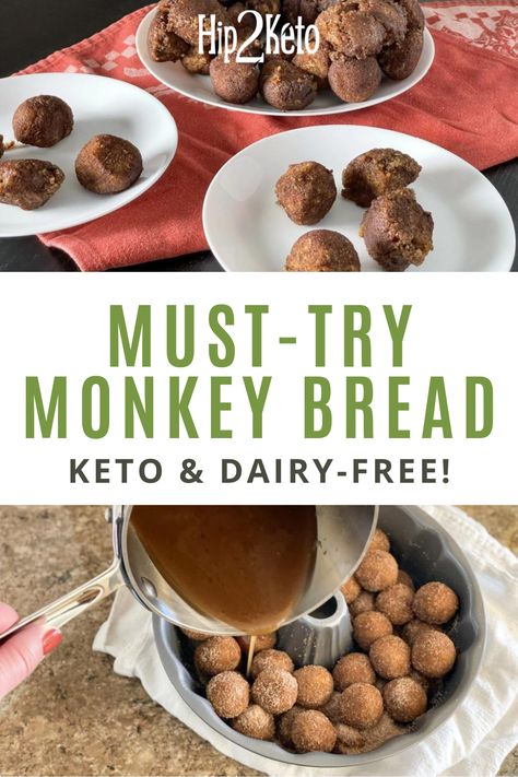 This must-try monkey bread recipe is how carb and dairy free! Keto monkey bread is perfect for breakfast, dessert or a sweet snack. Keto Monkey Bread, Hip2keto Recipes, Keto Birthday, Cinnamon Dough, Quick Keto Dessert, Cinnamon Monkey Bread, Dairy Free Keto, Keto Breakfast Smoothie, Monkey Bread Recipe