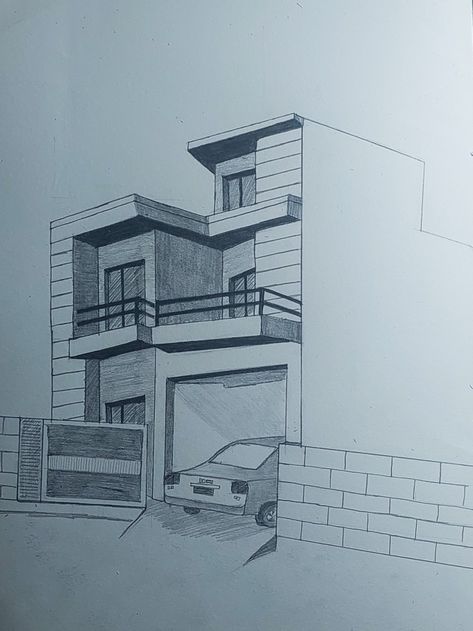 Pencil drawing, perspective drawing, easy building drawing modern house drawing, visual drawing, live drawings. Building Drawing Easy, Perspective Drawing Easy, Modern House Drawing, Visual Drawing, Exterior Perspective, Simple House Drawing, House Drawings, Drawing Perspective, Live Drawing