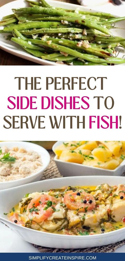 Planning what to serve with fish can be difficult when there are so many fish side dishes to choose from. You want a side dish that compliments the flavours of your seafood without overpowering it. Thankfully there are plenty of great options that will pair perfectly with your fish recipes. These side dishes for fish and seafood include healthy side dishes and hearty side dishes, twist on traditional fish and chips and sauces to serve with fish as well for a dinner the whole family will enjoy. Side Dishes For Fish Dinner Simple, Salad To Go With Fish Dinners, Sides With Cod Fish, Fish Vegetables Recipes, Side Dishes For Halibut Dinners, Potato Side Dishes For Fish, Tilapia Recipes With Sides, Potatoes For Fish, Walleye Side Dishes