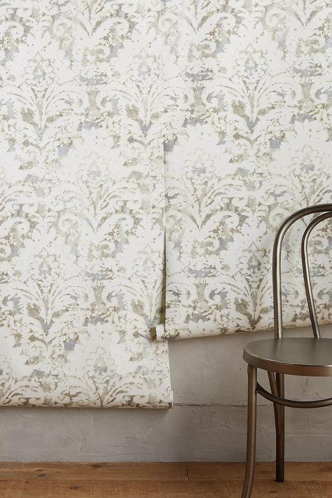 Columns Wallpaper, Easy Wallpaper, Modern Floral Wallpaper, Damask Decor, Farmhouse Wallpaper, Powder Room Wallpaper, Bedroom Theme, Renovation Inspiration, French Bedroom