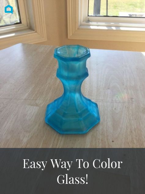 I am so excited to share how to dye candle holders and recycled jars to add a seasonal touch to your home! (and it's so easy to do.) You can see more of my crazy creations here You'll need a candle holder or jar of your choice, school glue, food color, and a paint brush. Put your glue in a container and add a few drops of food coloring - you can mix and match to get the color you like. A little goes a long way. For this project I only needed about 2 tablespoons of glue and… Table Leg Candle Holder, Pipe Candle Holder, Painting Bottles, Pressed Flower Candles, Heart Candle Holder, Recycled Jars, Stain Techniques, Diy Pallets, Easy Handmade Gifts