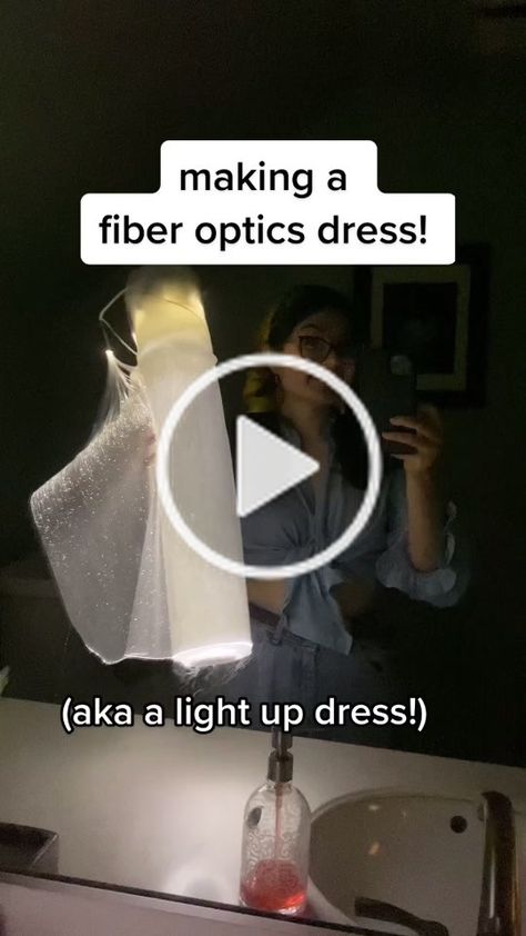 Optic Fibre Dress, Making Dresses Tiktok Videos, Fibre Optic Dress, Fiber Optic Fabric, Diy Fashion Sewing, Fiber Optic Dress, Light Up Dress, Making A Dress, Light Up Dresses