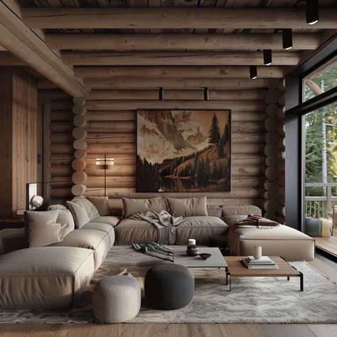 13 Cozy Log Cabin Home Interiors To Inspire You - DreamyHomeStyle Cosy Log Cabin Interiors, Whitewash Log Cabin Interior, Log Cabin Scandinavian, Modern Log House Interior Design, Forest Cabin Modern Interior, Colorado Cabin Interior, Log Cabin Painted Interior, Modern Log Cabin Interior Design, Painted Log Cabin Interior Wood Walls