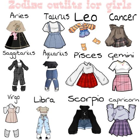 Zodiac Signs Outfits Drawing, Libra Aesthetic Outfit, Taurus Aesthetic Outfit, Clothes Ideas Drawing, Libra Outfits, Virgo Outfits, Zodiac Outfits, Zodiac Signs Outfits, Zodiac Clothes