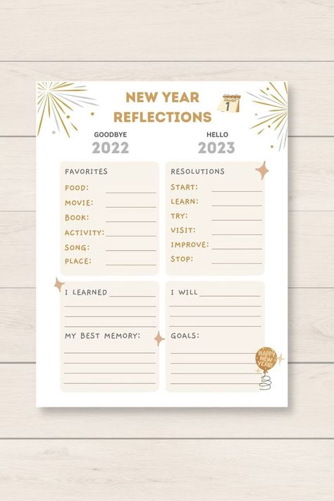 This fun New Year Activity is a perfect way to keep kids engaged on New Years Eve/ Holidays. The PDF has 2022 Year in Review section as well as 2023 goals and resolutions. Printable New Years Activity, 2023 New Year Resolution, New Years Reflections, New Year Goals, New Year Eve Kids, Year in Review Kids Kids Year In Review, New Year’s Resolution For Kids, New Years Resolution Printable, New Year’s Eve Activities For Kids 2023, New Year’s Resolutions For Kids, Year In Review Printable, New Year’s Eve Kids Activities 2023, Goals New Year, New Year Activity