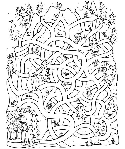 wilderness maze for the wilderness cabin kid Maze Worksheet, Printable Mazes, Mazes For Kids, Maze Puzzles, Dover Publications, Hidden Pictures, Activity Sheets, Preschool Learning, Puzzles For Kids