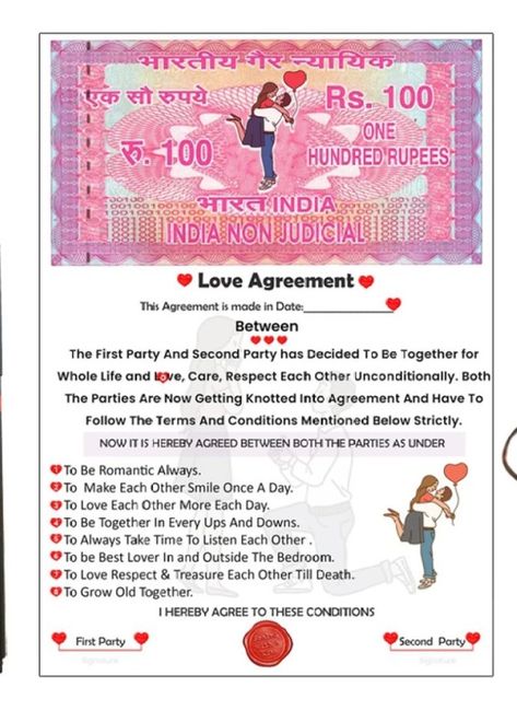 Love Contract Couple, Couples Contract, Aha Tamatar, Diary Ideas Creative For Boyfriend, Love Agreement Contract, Love Agreement, Love Contract, Wishes For Husband, Paragraphs For Him