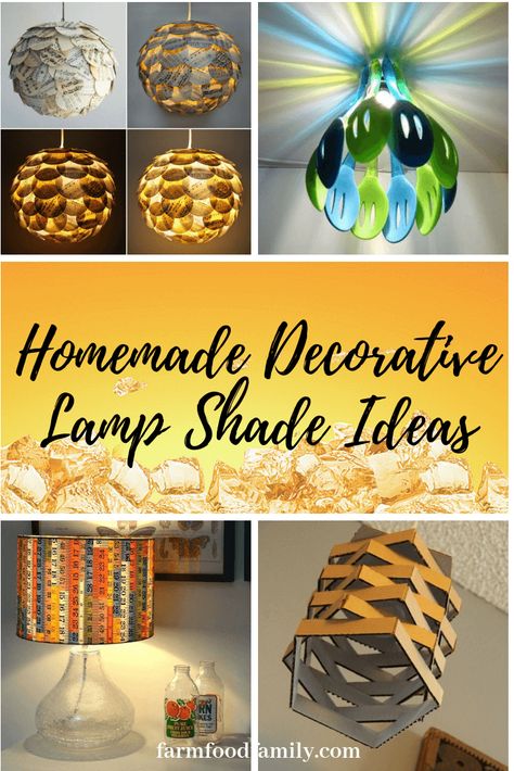 Making a decorative lamp shade is easier than a person may think. There are several different ways to make a homemade lamp shade that looks just like a professional shade found in stores. #lampshades #lighting #lightingdesign #homedecor #farmfoodfamily Homemade Lamp Shades, Homemade Lamps, Lamp Shade Crafts, Diy Lights, Shade Ideas, Fish Lamp, Decorative Lamp Shades, House Deco, Diy Lamp Shade