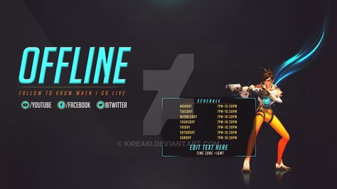 Offline Tracer Overwatch  By Kireaki by Kireaki Stream Overlay Ideas, Twitch Overlay Ideas, Animated Website, Starting Soon Screen, Stream Panels, Tracer Overwatch, Overlay Ideas, Stream Design, Twitch Banner