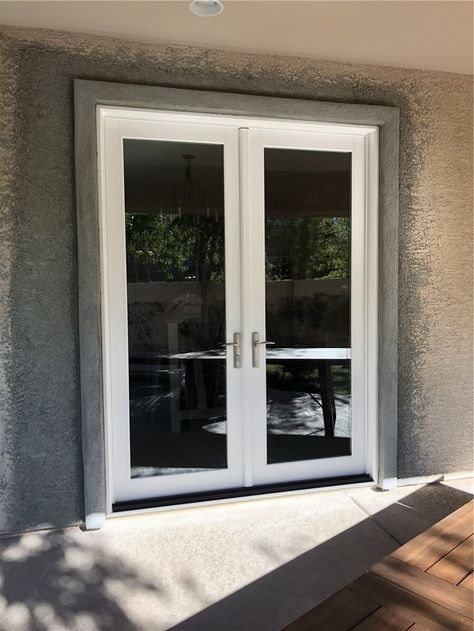 Replace a Window with New French Doors - Window Fits Replace Window With French Doors, Exterior French Doors Patio, French Doors To Deck, Black French Doors, French Door Windows, White French Doors, Installing French Doors, Double Window, French Doors Exterior