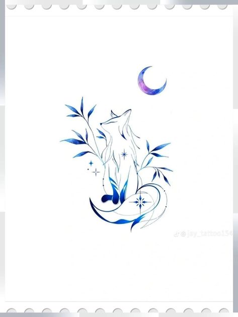 Fox And Moon Tattoo, Kitsune Tattoo Design, Small Fox Tattoo, Fox Tattoo Design, Heart Temporary Tattoos, Dragon Tattoo For Women, Wicked Tattoos, Fox Tattoo, Hummingbird Tattoo