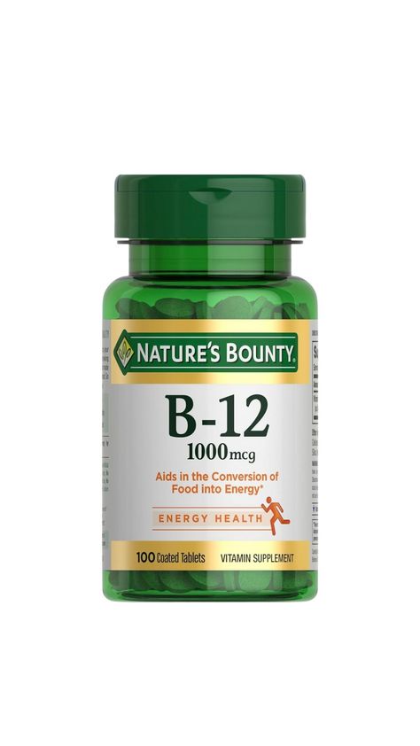 Nature's Bounty Vitamin B12 , Vitamin Supplement, Supports Energy Metabolism and Nervous System Health, 1000mcg, 100 Tablets amzn.to B12 Supplements, Gym Vibes, B12 Vitamin, B12 Vitamin Supplement, Nature's Bounty, Vitamin B12, Vitamin Supplements, Nervous System, Vitamins