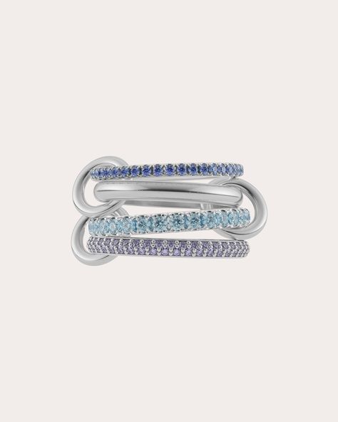 Spinelli Kilcollin Iris Linked Ring | OLIVELA Luxury Silver Fine Jewelry Ring, Blue Fine Jewelry Ring, Luxury Blue Ring Jewelry, Spinelli Kilcollin Wedding Band, Spinelli Kilcollin Rings Aesthetic, Spinelli Ring, Aquamarine Band, Spinelli Kilcollin Rings, Iris Ring