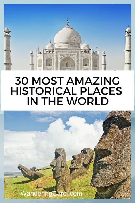 The world is filled with amazing places to visit, from the Taj Majal and Easter Island to Angkor Wat and Versailles. Here is a list of the 30 most historical places in the world to visit, dream about or learn from. Historical Places To Visit, Amazing Places To Visit, Cultural Travel, Historical Places, Pyramids Of Giza, Easter Island, Travel Products, Places In The World, Travel Spots