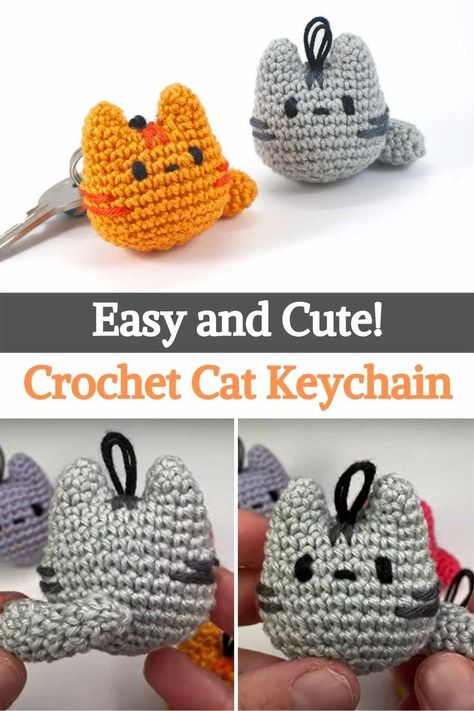 This video tutorial will show you how to crochet this cute cat plush keychain. They are suitable for beginning crocheters, and also a quick project to make, you can easily finish them in a couple of hours. These cats are quite small, they will easily fit in your pocket if you want to use them as a key chain, but they will also look great just hanging on your bag or backpack. They are perfect as party favors or just as a quick gift for your friends. If you are a cat lover, you will love doing... Crochet Cat Keychain, Kat Haken, Crochet Dreamcatcher, Crochet Cat Pattern, Crochet Keychain Pattern, Haken Baby, Cat Keychain, Fun Crochet Projects, Crochet Keychain