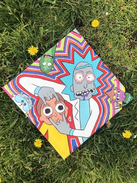 Paintings Rick And Morty, Mini Canvas Art Rick And Morty, Canvas Painting Ideas Rick And Morty, Rick And Morty Painting Trippy, Rick And Morty Draw Trippy, Storm Art, Trippy Drawings, Trippy Painting, Hippie Painting