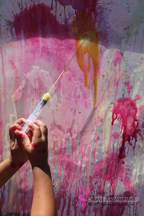 Super Fun Syringe Painting Syringe Painting Preschool, Medical Play Activities, Syringe Painting, Syringe Art, Preschool Outdoor Activities, Medical Play, Summer Activity For Kids, Community Helpers Theme, Community Helpers Preschool