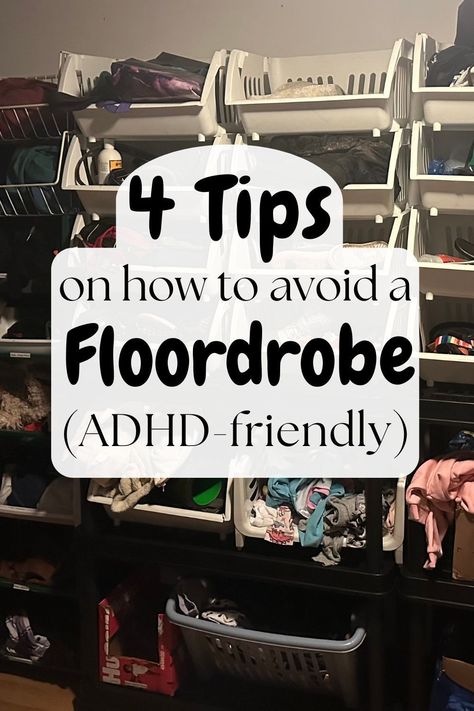 Closet planning doesn’t have to be overwhelming! Use these ADHD-friendly tips to design a closet system that works for you. #ClosetPlanning #BedroomOrganization #TidySpaces Clothing Organization Categories, Bookcase Clothes Storage, Camper Closet Organization Clothes, Clothing Bins Organization, Non Dresser Clothing Storage, Cheap Clothes Storage Ideas, Closet Tshirt Organization Ideas, Miscellaneous Items Organization, How To Keep Clothes Organized