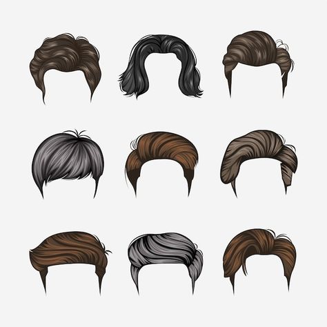 Set of variety man hairstyles | Premium Vector #Freepik #vector #hair-wig #hair-style #girl-hairstyle #female-hair Hairstyle Female, Fashion Illustration Hair, Female Hairstyles, Hair Vector, Hair Illustration, Girl Hairstyle, Man Illustration, Female Hair, Cute Love Quotes For Him