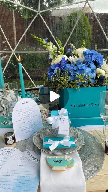 Aaliya on Instagram: "I planned the most beautiful Tiffany & Co themed bridal shower for one of my closest friends 2 years ago 🫶🏽  - flower arrangements @art_arvetis  - igloo @wow.my.event  - calligraphy & signage , menu cards , how well do you know the bride/groom cards @calligraphybyap  - balloons @decorbyriree  - favours @message.in.a.bottle.favours  - table set up @maison_de_fleurs__  - afternoon tea food @the.grazing.guys  - burgers / wraps / chaat vol au vents @highteabyarifa  - cake @mochachinnos_  - biscuits @the__cake_fairy   #bridalshower #bridalshowerdecor #bridalshowerideas #bridalshowercookies #bridalshowercake #tiffanyco #tiffanycobridalshower #eventdesign #bridalshower #bridalshowerdecor #eventdecor #bespokeevents #springblooms #peonies #peonyseason #floraldecor #fooraldis Tiffany And Co Theme Party, Afternoon Tea Food, Tiffany Theme, Peonies Season, Tea Food, Bridal Shower Cookies, Themed Bridal Shower, Friends 2, Bridal Shower Cake