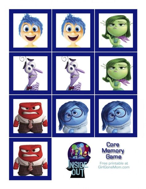 Inside Out Core Memory Game Emotion Memory Game, Inside Out Core Memory, Inside Out Games, Disney Printables Free, Superman Coloring Pages, Emotions Chart, Inside Out Emotions, Feelings Activities, Movie Inside Out