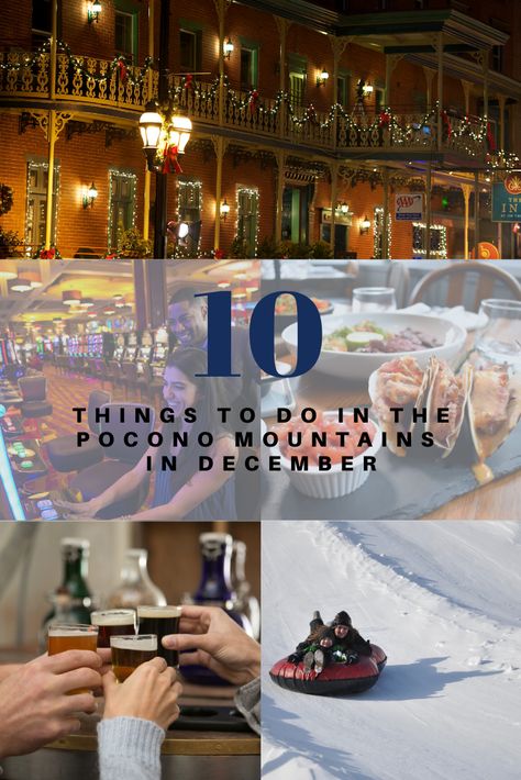 December means winter, and with that comes holiday festivities, family activities and snow. With boundless things to do in the Poconos, you'll have to decide what to try first! Read on for 10 activities you can experience in the Pocono Mountains. Poconos Pennsylvania Things To Do Winter, Things To Do In Poconos Pa, Poconos Pennsylvania Things To Do, Things To Do In The Poconos, Poconos Pennsylvania Winter, Poconos Vacation, Poconos Mountains, Poconos Pennsylvania, Poconos Resort