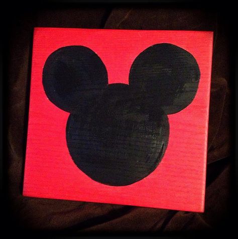 Mickey Mouse Nursery Art by LilMissTexan on Etsy, $35.00 Mickey Painting Easy, Minnie Mouse Painting On Canvas Easy, Minnie Mouse Canvas Paintings, Mickey Mouse Mini Canvas Painting, Mickey Painting Canvases, Mini Tela, Disney Canvas Paintings, Diy Kids Art, Cute Easy Paintings